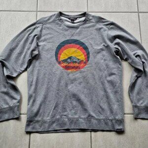 Mens Eddie Bauer Camp Fleece Sweatshirt Sweater Mt. Rainier Tall Large TL Gray